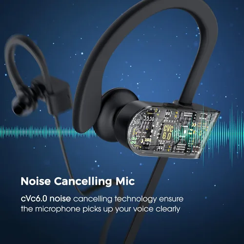 Vista 10 de Auriculares Bluetooth Lakukom, Auriculares Inalámbricos para Correr con Bajo Profundo con 16 Horas de Tiempo de Reproducción, Auriculares Bluetooth