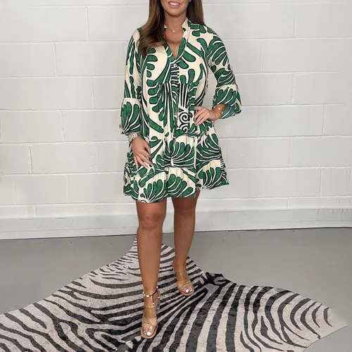 Vista 6 de HUANKD Vestidos de verano de jardín para mujer, sexy, cuello en V, manga corta, playa, falda de fiesta, vestidos de otoño para 2023, S-2XL