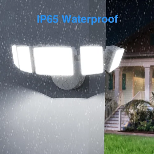 Vista 8 de Luz de inundación LED para exteriores de 120 W, luces de seguridad exteriores de 5 cabezales, 6500 K súper brillante, resistente al agua, IP65