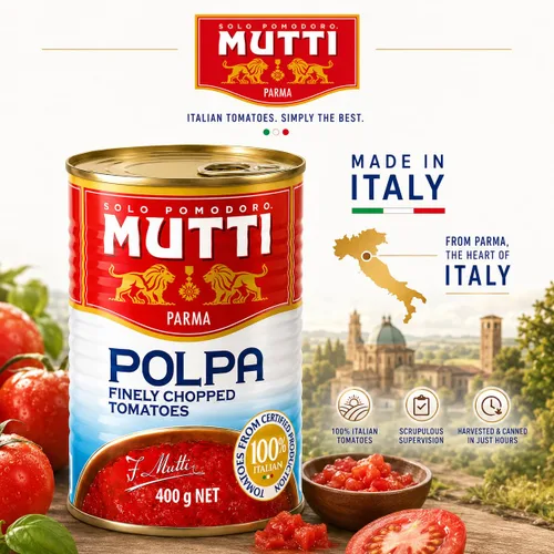 Vista 6 de Mutti Tomates triturados (Polpa), 14 onzas, 1 paquete, marca de tomates #1 de Italia, sabor fresco para cocinar, tomates enlatados, aptos