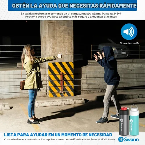 Vista 3 de Swann ActiveResponse - Alarma de seguridad personal móvil, sirena de emergencia de 110 dB con alertas SMS y conectividad móvil, batería de larga