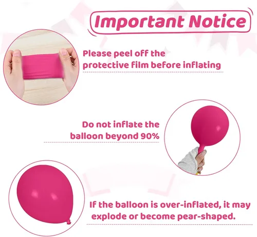 Vista 3 de Globos rosados y negros, 60 piezas de 12 pulgadas, color rosa intenso, rosa claro, negro, confeti, globos metálicos rosados para fiesta temática
