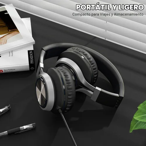 Vista 5 de Bywulanda - Auriculares USB C con micrófono, cable sobre la oreja para la escuela Volume Control, HD Stereo Sound, Comfortable Fit, Wired Foldable