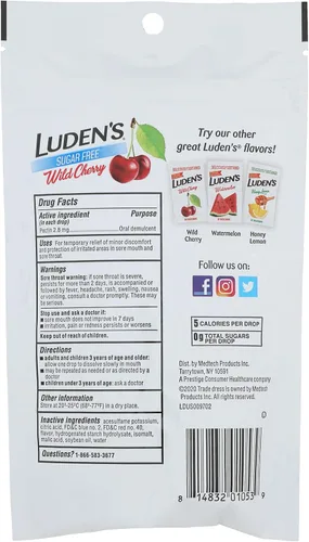 Vista 2 de Luden's Gotas calmantes para la garganta, cereza silvestre sin azúcar, 25 unidades (paquete de 6)