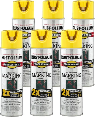 Vista 13 de Rust-Oleum 266575 Pintura en aerosol profesional de distancia 2X y marca invertida, 15 onzas, azul de precaución Utility Marking, Construction