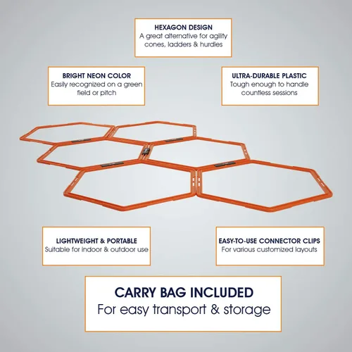 Vista 3 de Yes4All Anillos hexagonales de agilidad/anillos de velocidad con bolsa de transporte – Anillos hexagonales, obstáculos de agilidad