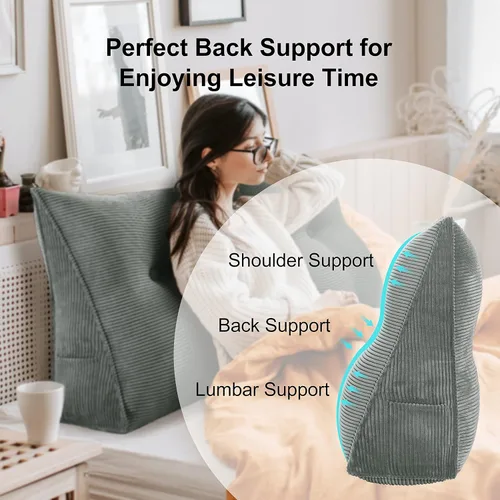 Vista 2 de WOWMAX - Almohada triangular para cabecero; almohada en forma de cuña para cabecero; almohada grande de refuerzo para cama, almohada