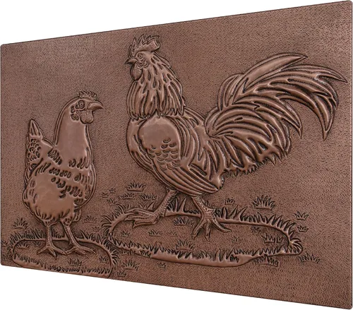Vista 3 de Kitchen Backsplash, Rooster and Chicken Copper Backsplash, Custom Copper Backsplash Panel, Handmade Copper Backsplash Tile, Indoor Outdoor Wall
