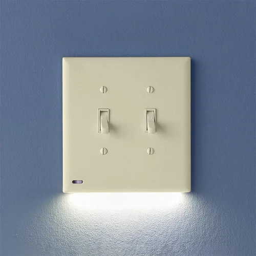 Vista 9 de Paquete de 2 - SnapPower SwitchLight [para interruptores de luz de doble gang] - Placa de pared para interruptor de luz con luces LED nocturnas