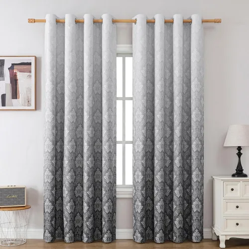 Vista 11 de Flyfun Medallion - Cortinas opacas de 84 pulgadas de largo, con aislamiento térmico y ojales, juego de 2 paneles de cortinas para dormitorio