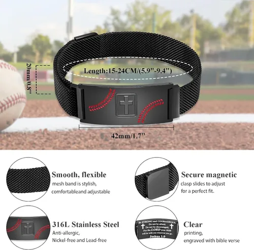Vista 6 de Regalos de graduación, pulsera de fútbol, fútbol, baloncesto, béisbol, regalos de pulsera, pulseras de cruz de fe para hombres, bautismo, primera