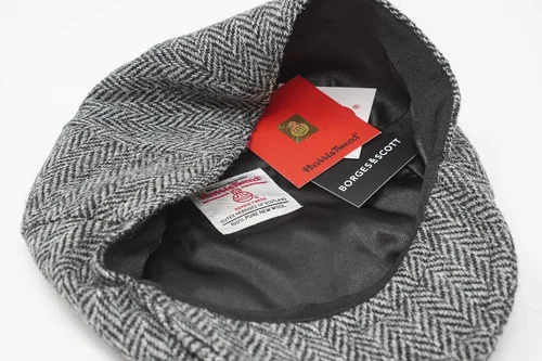 Vista 6 de Borges & Scott Nevis Gorra Plana - 100% Lana Tejida a Mano – Harris Tweed – Resistente al Agua