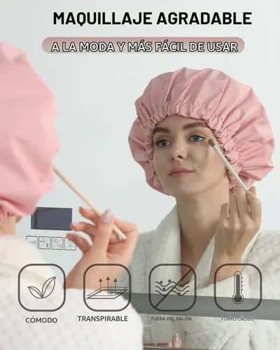 Vista 2 de YIZIJIZI Gorro de ducha, gorras de ducha para mujeres reutilizables impermeables, gorras de ducha grandes de dos capas reutilizables adecuadas