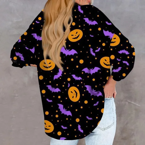 Vista 4 de Sudaderas de manga larga con cuello redondo para mujer, sudaderas de gran tamaño, con botones, para adolescentes, niñas, Y2K, trajes de moda casual