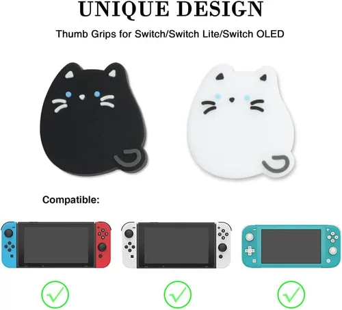 Vista 2 de PERFECTSIGHT Switch Joycon - Tapones de silicona para Nintendo SwitchSwitch LiteSwitch OLED, cubierta de botón analógico suave para NS Joycon