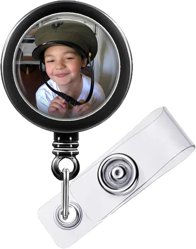 Vista 3 de Carrete de identificación con foto personalizado, se extiende hasta 34 pulgadas, carga el logotipo de tu empresa, memes divertidos, mascotas