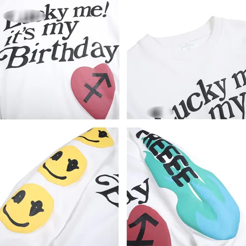Vista 6 de THE SCOTTS Kanye Lucky Me It's My Birthday - Sudadera con capucha y cuello redondo para hombre