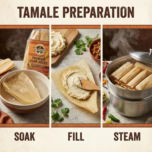 Vista 5 de Hojas de maíz para tamales 1 libra – Hojas de maíz secas premium, envolturas de hoja mexicana naturales y auténticas, frescas y sabrosas de El