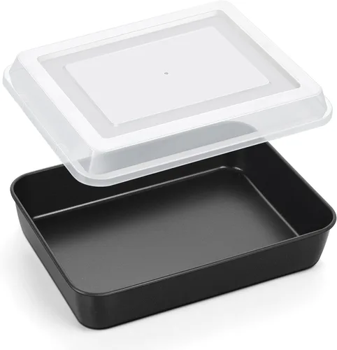 Vista 9 de P&P CHEF - Sartén para horno tostador de 9.4 pulgadas con tapa, 2 sartenes antiadherentes Lasagna Pans Rectangular Trays for Baking Cooking