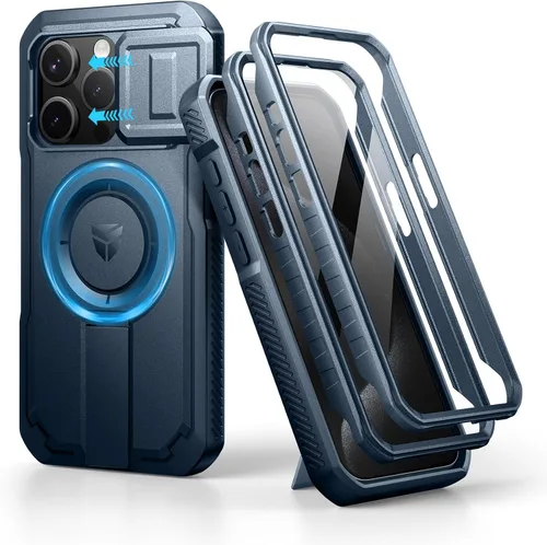 Vista 21 de Dexnor - Funda para iPhone 12 & iPhone 12 Pro con tapa deslizante para cámara, soporte ajustable y protector de pantalla integrado, carcasa