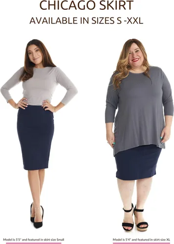 Vista 4 de ESTEEZ Falda de tubo ajustada ajustada para mujer, modesta elástica debajo de la rodilla, Chicago
