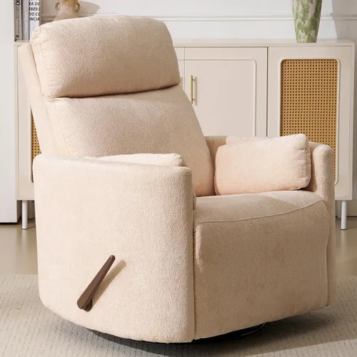 Vista 13 de Sillón reclinable eléctrico de gran tamaño con masaje y calor, sillón reclinable giratorio con reposacabezas ajustable, silla reclinable planeadora