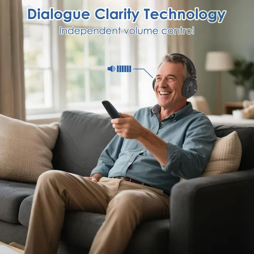 Vista 3 de SIMOLIO 737D Plus Auriculares de TV Inalámbricos para Personas Mayores con Modo de Cine y Diálogo Claro, Auriculares Inalámbricos Bluetooth