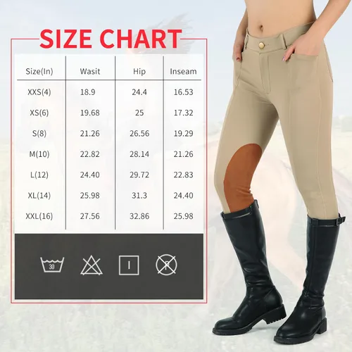 Vista 6 de beroy Pantalones de equitación para niños, pantalones de equitación para niñas, pantalones ecuestres con cremallera frontal, leggings con bolsillos