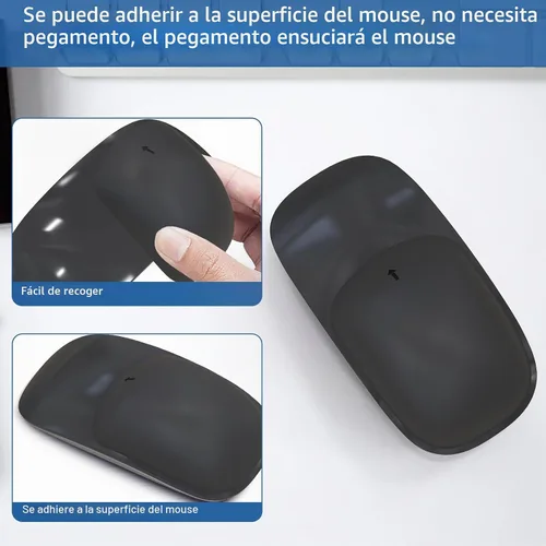 Vista 4 de Cojín de silicona para mouse mágico de Apple, alfombrilla ergonómica, agarre de superficie multitáctil, sin pegamento para reposamanos (negro)