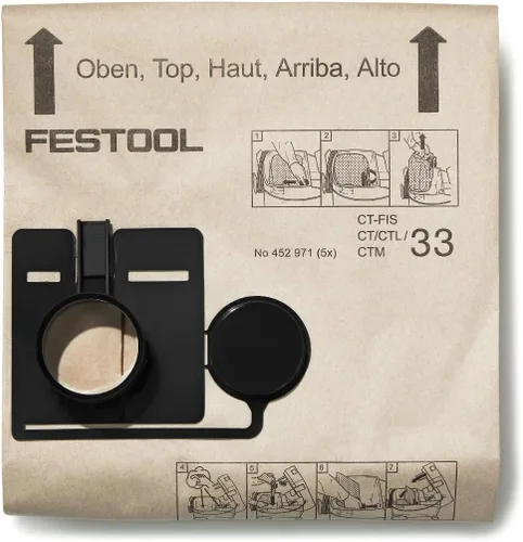 Vista 2 de Festool 452970 Bolsas de filtro de repuesto para extractor de polvo CT 22, paquete de 5