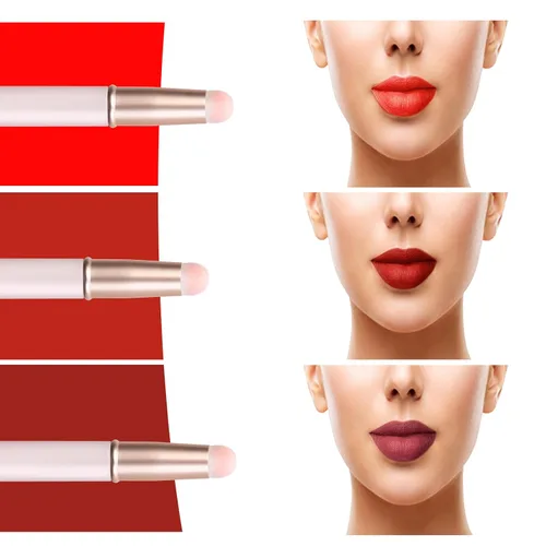 Vista 6 de UNIMEIX Paquete de 3 cepillos de mezcla de labios con tapa, cabeza redonda, cepillo corrector de manchas, aplicadores profesionales de brillo