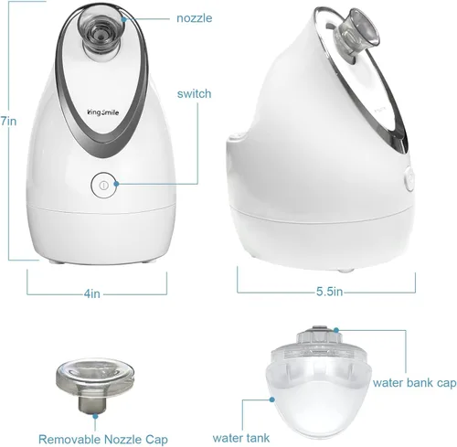 Vista 6 de Kingsmile Vaporizador facial, vaporizador facial 3 en 1 para cara, nanovaporizador compacto con aromaterapia, humidificador facial, boquilla