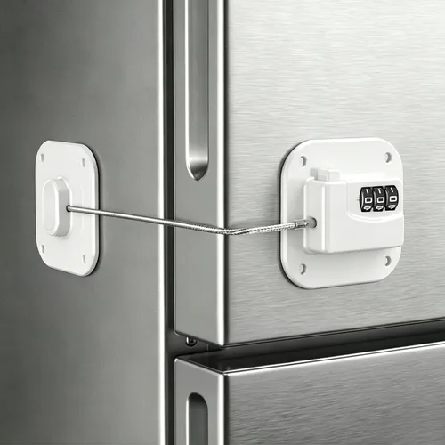 Vista 19 de Cerradura de refrigerador, cerraduras de refrigerador para niños, cerradura de congelador con combinación para refrigeradores, cajones, armarios
