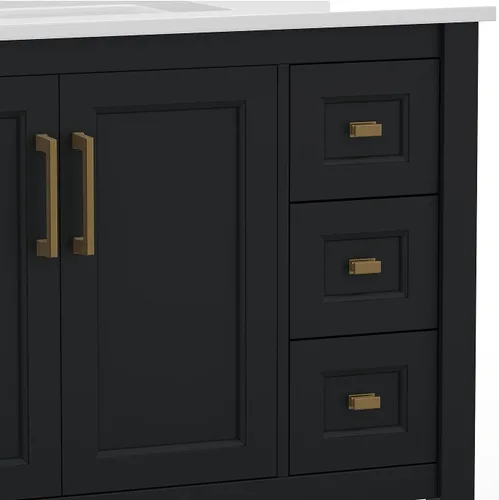 Vista 9 de Flash Furniture Vega - Tocador de baño con lavabo de 36 pulgadas, armario de almacenamiento con puertas de cierre suave, estante abierto y 3