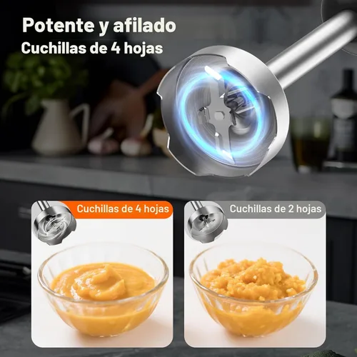 Vista 2 de Batidora de inmersión de mano 1200W, 20 velocidades, mezclador de mano 5 en Negro