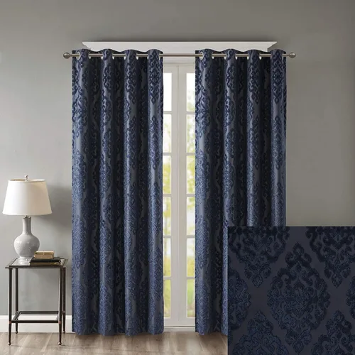 Vista 19 de Sun Smart Amelia - Cortina de oscurecimiento total jacquard con diseño paisley para dormitorio, panel individual de lujo para ventana de sala