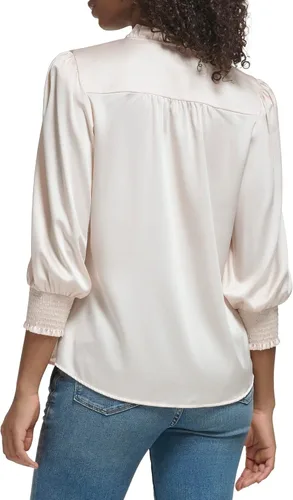 Vista 3 de Karl Lagerfeld Paris Blusa deportiva suave de manga larga para mujer