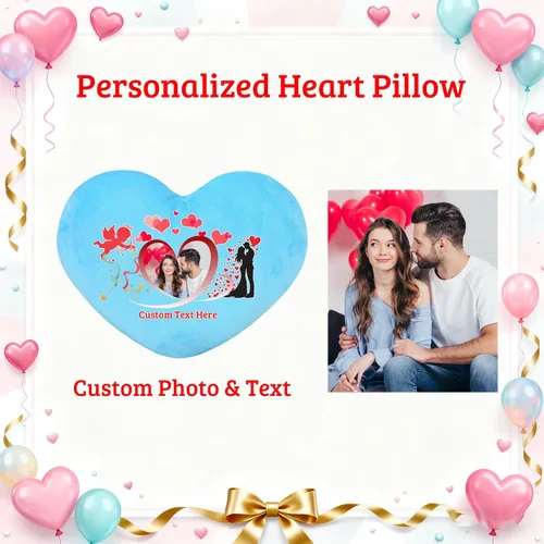 Vista 2 de Almohada de corazón personalizada con nombre de foto, almohadas de corazón personalizadas como almohada de San Valentín, regalos personalizados