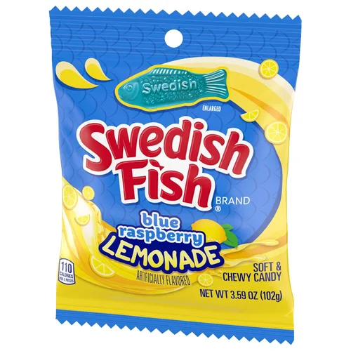 Vista 12 de SWEDISH FISH Caramelos suaves y masticables de limonada de frambuesa azul, caramelos a granel, bolsas de 12-3.59 onzas