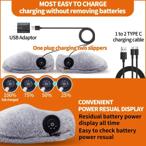 Vista 4 de Pantuflas térmicas para pies fríos, almohadilla térmica eléctrica portátil para mujer, recargable, 3-6 horas de calefacción, alimentadas por batería