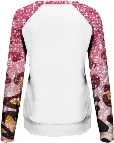Vista 4 de Blczomt Womens Sweatshirts Round Neck Casual Patchwork Fall Fashion Outfits Long Sleeve Comfy Trendy Raglan Pullover Tops
