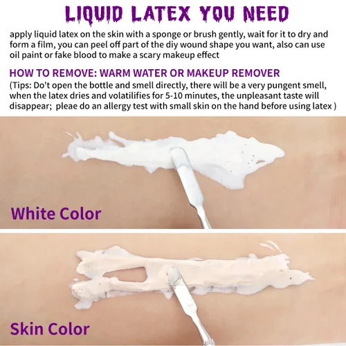 Vista 3 de Liquid Latex SFX Makeup, Light Flesh Face Paint for Scar Wound Peel, 50ml Light Fresh