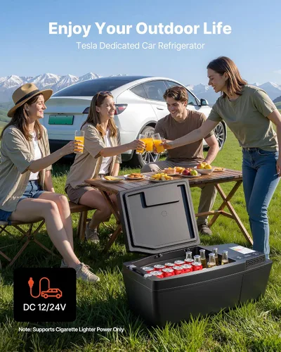 Vista 4 de VEVOR Refrigerador de 12 voltios, refrigerador de coche de 21.1 QT/20L para Tesla Model 3, compresor eléctrico portátil con control de aplicación
