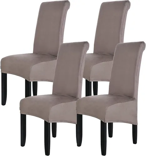 Vista 10 de ele ELEOPTION Fundas grandes de terciopelo y elastano para silla, fundas protectoras suaves y elásticas para silla, extraíbles y lavables para Negro