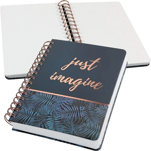 Vista 9 de SIGEL JN602 Spiral Notebook Básico, A5, punteado, tapa dura, patrón de malabarismo, azul - Jolie