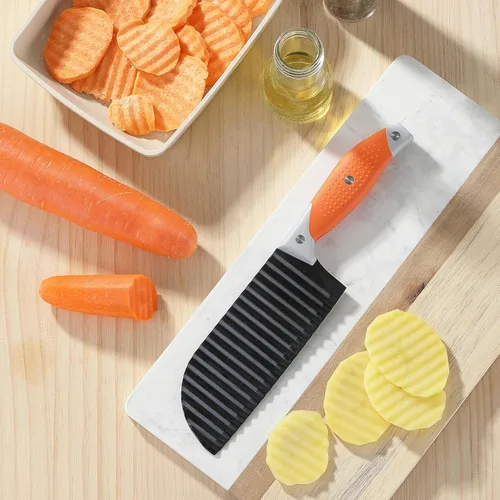 Vista 9 de VITUER Cortador arrugado para verduras, cuchillo de corte arrugado para papas fritas, verduras, papa, pepino, zanahoria y fruta, cortador de papas
