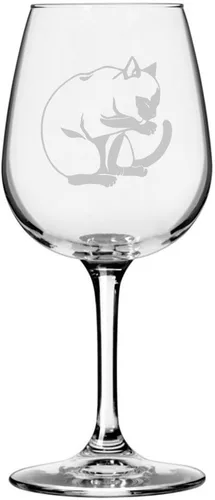 Vista 42 de Copa de vino de 12.75 onzas con temática de gato abisinio grabada para todo uso