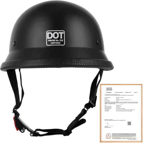 Vista 4 de Casco de motocicleta de estilo alemán, aprobado por DOT, para adultos, hombres y mujeres, casco de media carcasa con gafas, para bicicleta de calle