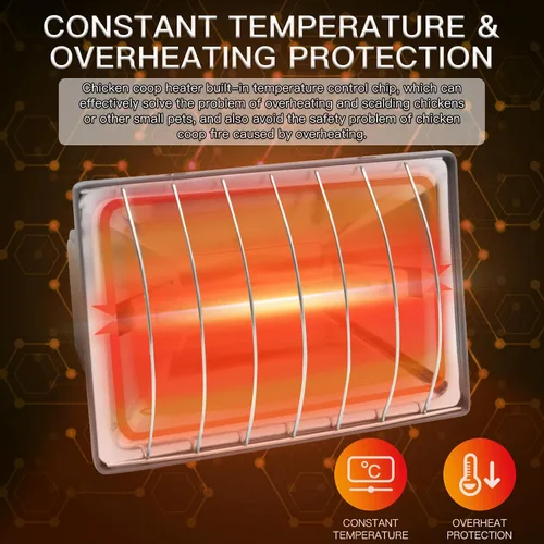 Vista 3 de Lámpara de calentador de gallinero de 250 W, lámpara de calor colgante de invierno para pollos incubadoras de pollos incubadoras de temperatura