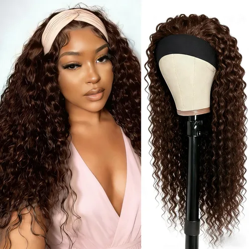 Vista 51 de XSY: Peluca de diadema de cabello humano de onda profunda sin pegamento, sin encaje frontal, peluca de diadema rizada, lista para usar y llevar